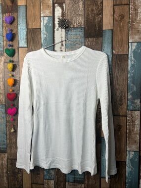 Long Sleeve White Waffle Knit Tee - Unbranded